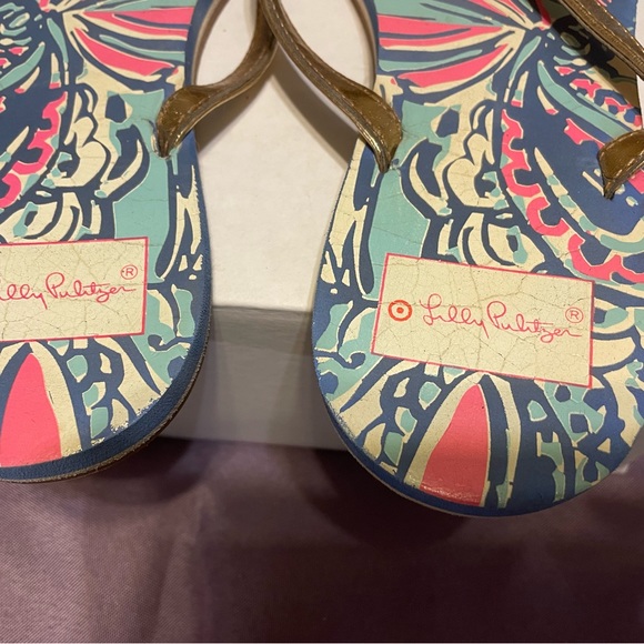 Lilly Pulitzer For Target Flip Flops Women's Sz 7 Floral Sandals - Picture 3 of 5